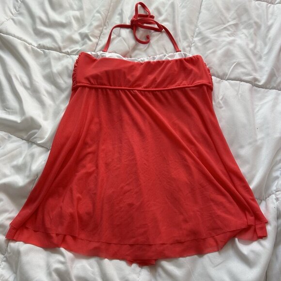 Venus Womens 12 Tankini Bikini Set Flowy Pink Coral Ruffle Y2K Summer Beach - Picture 5 of 10